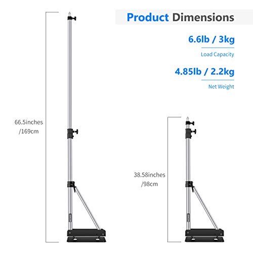 Neewer Wall Mounting Triangle Boom Arm for Photography Strobe Light, Monolight, Softbox, Reflector, Umbrella and Ring Light, Support 180 Degree Rotation, Max Length 5.5 feet/169cm (Silver)