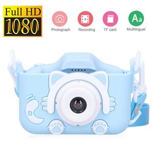 Jopwkuin Children Camera, Easy to Operate Video Recording Camera Toy with Lanyard for Outdoor for Children(Blue)