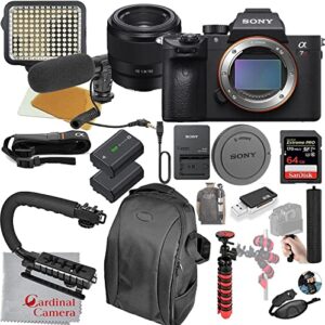 sony alpha a7riiia (new model) mirrorless digital camera with 50mm f/1.8 lens video bundle + led video light + microphone + extreme speed 64gb memory(20pc bundle)
