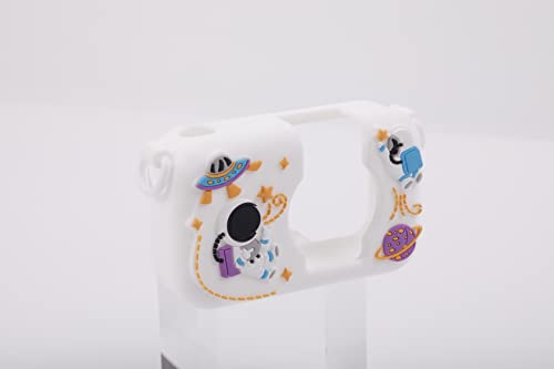 ARNSSIEN 1pcs Mini Silicone Decorative Cartoon for Digital Compatible Kid Camera Creative Design Child Shockproof Skin Protector Case White Astronaut