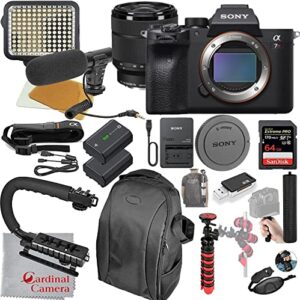 sony alpha a7riva (new model) mirrorless digital camera with 28-70mm lens video bundle + led video light + microphone + extreme speed 64gb memory(20pc bundle)