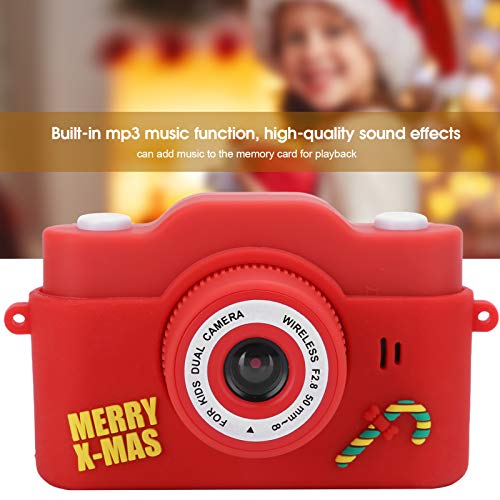 Jopwkuin Santa Child Camera, One Key Shooting Silicone ABS Easy to Operate Child Camera Portable with Built in Mp3 Music Multi Languages for Outdoor for Gifts