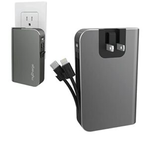 myCharge Portable Charger for iPhone - Hub 6700mAh Wall Plug & Built in Cables (Lightning, Type C) 18W Turbo USB C Power Bank Fast Charging Battery Pack External Phone Backup, 36 Hrs