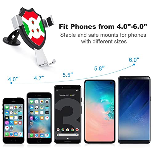 Burundi Flag Car Phone Holder Mount Universal Cellphone Vent Clamp for Dashboard Windshield Stand