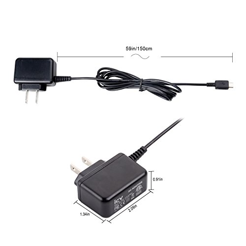 icv Micro USB Wall Charger 5V 2A Power Adapter with US Plug and Fixed Micro Cable for Samsung Galaxy S6 S5 S4 S3 S2 Si9003,S5820 N7100 Note3 Note4 Black