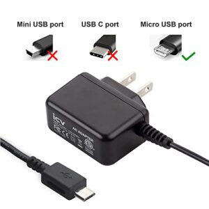 icv Micro USB Wall Charger 5V 2A Power Adapter with US Plug and Fixed Micro Cable for Samsung Galaxy S6 S5 S4 S3 S2 Si9003,S5820 N7100 Note3 Note4 Black