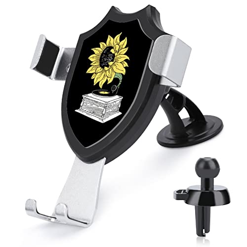 Sunflower Phonograph Car Phone Holder Mount Universal Cellphone Vent Clamp for Dashboard Windshield Stand