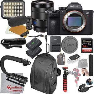 sony alpha a7riiia (new model) mirrorless digital camera with 24-70mm f/4 lens video bundle + led video light + microphone + extreme speed 64gb memory(20pc bundle)