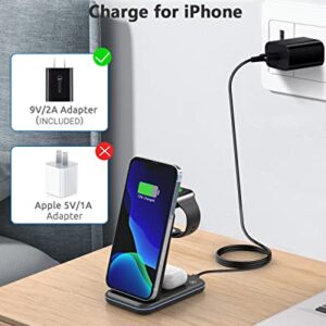 Wireless Charger, 3 in 1 Fast Wireless Charging Station, Wireless Charging Stand Dock 18W Foldable for Apple Watch SE/7/6/5/4/3/2 AirPods 3/2/Pro iPhone 13/12/11/Pro/XS/Xs Max/XR/X/SE/8/8 Plus