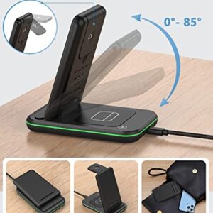 Wireless Charger, 3 in 1 Fast Wireless Charging Station, Wireless Charging Stand Dock 18W Foldable for Apple Watch SE/7/6/5/4/3/2 AirPods 3/2/Pro iPhone 13/12/11/Pro/XS/Xs Max/XR/X/SE/8/8 Plus