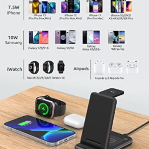 Wireless Charger, 3 in 1 Fast Wireless Charging Station, Wireless Charging Stand Dock 18W Foldable for Apple Watch SE/7/6/5/4/3/2 AirPods 3/2/Pro iPhone 13/12/11/Pro/XS/Xs Max/XR/X/SE/8/8 Plus