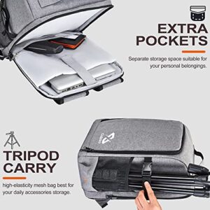 Golkcurx Camera Bag for DSLR/SLR Cameras，Camera Backpack Waterproof for Photographers Grey L