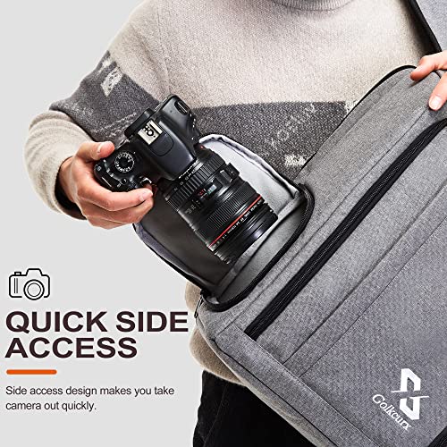 Golkcurx Camera Bag for DSLR/SLR Cameras，Camera Backpack Waterproof for Photographers Grey L