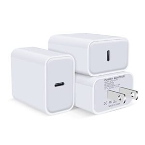 [3pack] 20w usb c iphone charger wall plug fast charging block for iphone 14/14 pro max/14 plus 13 12 11 pro max se xr xs x,ipad pro,samsung s23 s22 s21 s20 type c power adapter quick charger box cube
