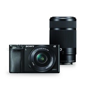 sony alpha a6000 black interchangeable lens camera with 16-50mm and 55-210mm sony e-mount lenses – international version (no warranty)