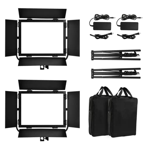 NITSINE APP Control Led Video Light Panel Lighting Kit, 2-Pack 45W Dimmable Bi-Color +Light Stand, 3200K–5600K Soft Light CRI 97+ 7000Lux for Game/Live Streaming/YouTube/Photography