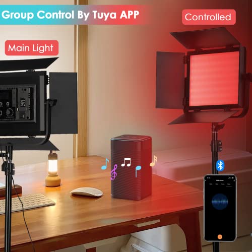 NITSINE APP Control Led Video Light Panel Lighting Kit, 2-Pack 45W Dimmable Bi-Color +Light Stand, 3200K–5600K Soft Light CRI 97+ 7000Lux for Game/Live Streaming/YouTube/Photography