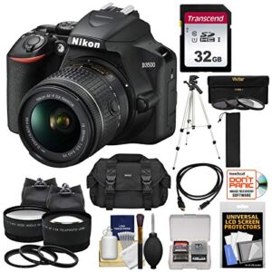 nikon d3500 digital slr camera & 18-55mm vr dx af-p lens with 32gb card + case + tripod + 2 lens kit (renewed)