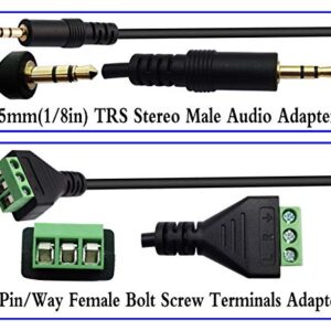 zdyCGTime 3.5mm Screw Terminal Block Cable 3.5mm (1/8inch) Stereo Audio Male to 3 Pin/Way Female Bolt Screw AV Headphone Type Adapter Cable（30CM/2Packs)(3Pole/M)