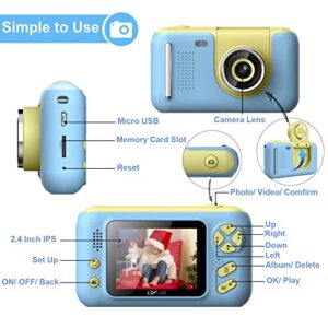 Wennzy 1080P Kids Digital Camera Mini Video Camera for Kids 40MP 2.4 Inch IPS Screen 180° Rotatable Lens Cute Photo Frames Fun Games with Neck Strap Mini Desktop 32GB