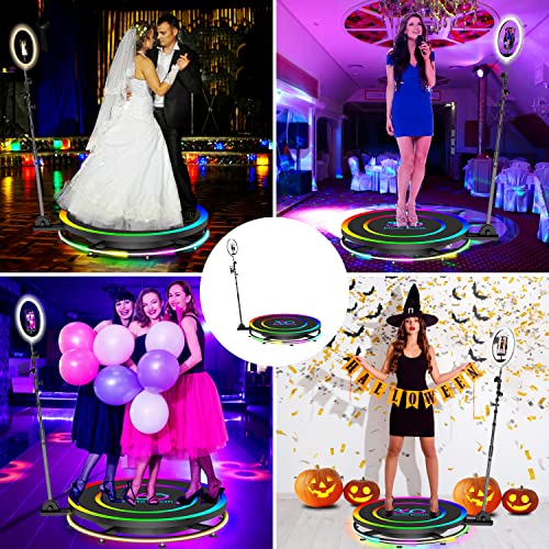 OLEEVEE 360 Photo Booth Machine 60cm for Parties with Ring Light, Free Logo Customization, 1 People Stand on, Remote Control, Automatic Slow Motion 360 Camera Booth(60cm/23.6" with Flight Case)