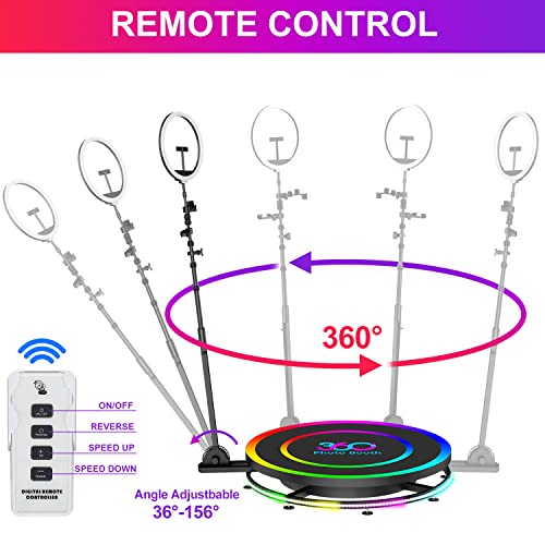 OLEEVEE 360 Photo Booth Machine 60cm for Parties with Ring Light, Free Logo Customization, 1 People Stand on, Remote Control, Automatic Slow Motion 360 Camera Booth(60cm/23.6" with Flight Case)