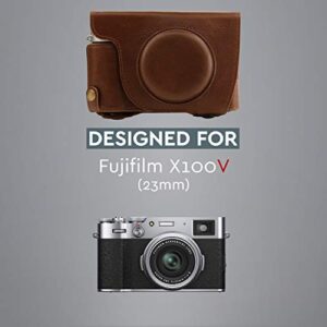 MegaGear MG1893 Ever Ready Genuine Leather Camera Case Compatible with Fujifilm X100V - Brown