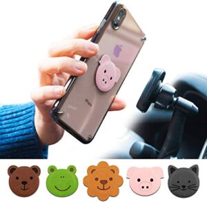 ringke magnetic character metal plate kit – animal edition (5 pack, 1 each) with 3m adhesive pad compatible with magnet phone car mount holder for smartphone, ipad, tablet, and other devices