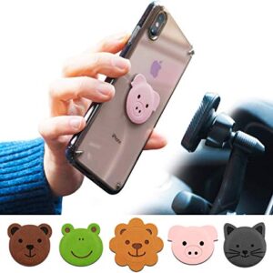 Ringke Magnetic Character Metal Plate Kit - Animal Edition (5 Pack, 1 Each) with 3M Adhesive Pad Compatible with Magnet Phone Car Mount Holder for Smartphone, iPad, Tablet, and Other Devices