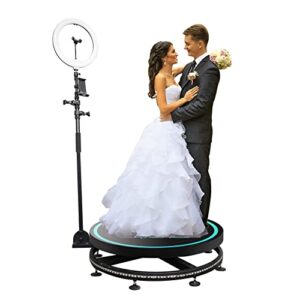 mwe 360 photo booth machine with software for parties with ring light,logo customization,1-2 people stand on app remote control automatic slow motion 360 spin camera booth (22”)