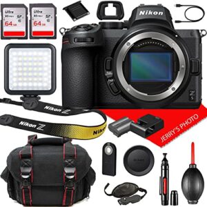 nikon z5 mirrorless digital body only cmos camera + case, 128gb additional memory, led light, cleaning pen and more
