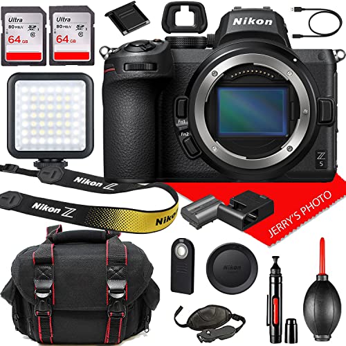 Nikon Z5 Mirrorless Digital Body Only CMOS Camera + Case, 128GB Additional Memory, LED Light, Cleaning Pen and More