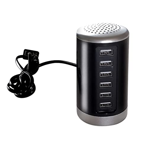 Desktop USB Charging Station,6-Port USB Tower Charging Station 30W 6A USB Charging Station,Multi Ports USB Charger Charging for Smartphones，Tablets，and Other USB Devices.(Black)