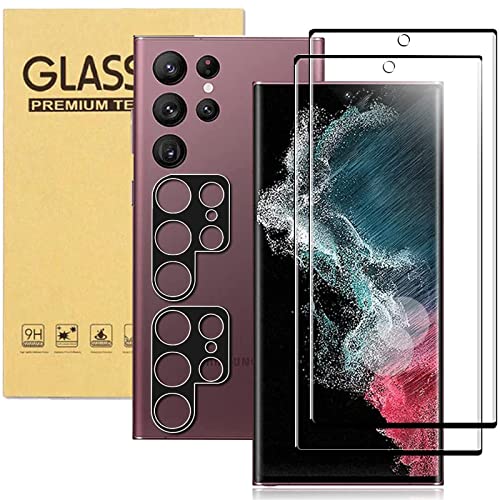 BIIKoil [2+2 Pack] for Samsung Galaxy S22 Ultra 5G Screen Protector Tempered Glass Camera Lens Protector,Touch Sensitive,Fingerprint Support,9H Hardenss(6.8")