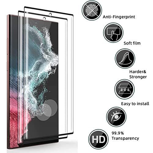 BIIKoil [2+2 Pack] for Samsung Galaxy S22 Ultra 5G Screen Protector Tempered Glass Camera Lens Protector,Touch Sensitive,Fingerprint Support,9H Hardenss(6.8")