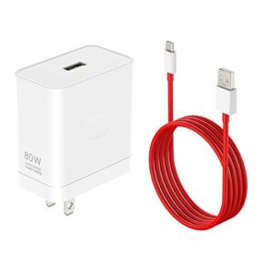 for oneplus 11 10 pro charger 80w, warp charger supervooc 65w wall block for oneplus 9 pro 10t 10r 8t 8 7t 7 pro nord 2t ce 2 lite n20 n10 9r ace 6t dash charge one plus fast charging 6.6ft cable