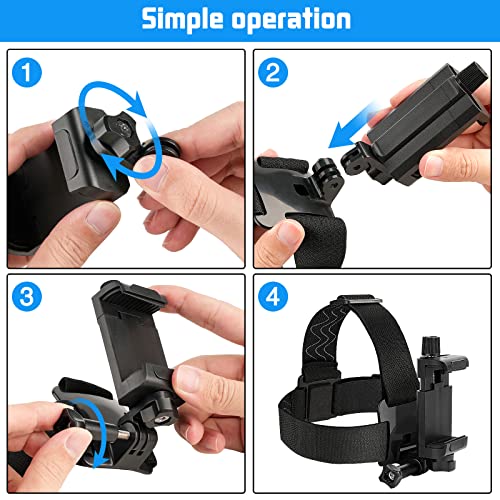 Camola Phone Head Mount, Head Mount Phone Holder, Outdoor Live Shooting Brachet Head Mount for iPhone/ Samsung/ Sony Action Camera