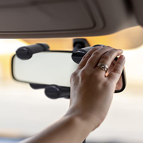 JaWaSto 360° Rear View Mirror Phone Holder for Car - Rotatable & Retractable Car Phone Holder Mount & Handsfree Phone Cradle - Easy to Install Adjustable Universal Phone Holder for All Smartphones