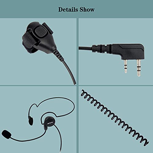 Retevis Behind-The-Head Walkie Talkie Earpiece with Boom Mic 2 Pin, Compatible RT22 RT21 H-777 RT68 RT19 pxton Arcshell Walkie Talkies, Two Way Radio Headset with Finger PTT(1 Pack)