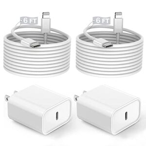 iphone charger fast charging【apple mfi certified】, 2pack iphone charging block usb c power adapter wall charger with 6ft iphone charging cable lightning cord compatible with iphone 14/13/12/11/xs/xr/x