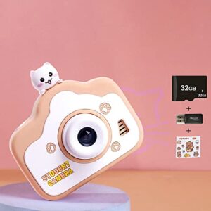 Children's Hd Front and Rear Dual Camera 2000w Mini 2.0 Inch Camera Camera Video Game Music Integration Including 32g Memory Card,Easy to Use,Durable
