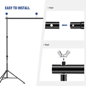 NEEWER Backdrop Stand 10ft x 7ft, Adjustable Photo Studio Backdrop Support System for Wedding Parties Background Portrait Photography with 4 Crossbars, 6 Clamps, 2 Orange Sandbags and Carrying Bag