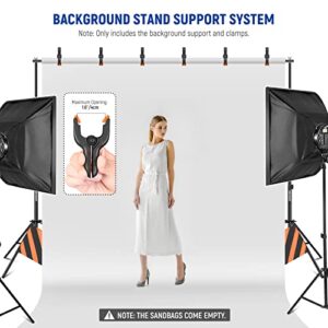 NEEWER Backdrop Stand 10ft x 7ft, Adjustable Photo Studio Backdrop Support System for Wedding Parties Background Portrait Photography with 4 Crossbars, 6 Clamps, 2 Orange Sandbags and Carrying Bag