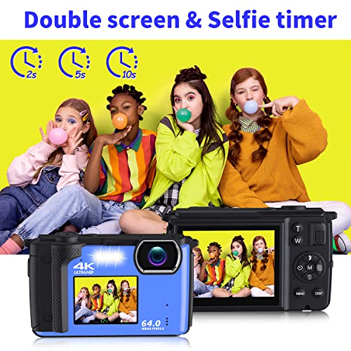 Digital Camera with SD Memory Card, 24MP 1080P Photography Camera for Kids Teens Birthday, 16X Zoom Small Portable Vlogging Camera for Boy Girl Video