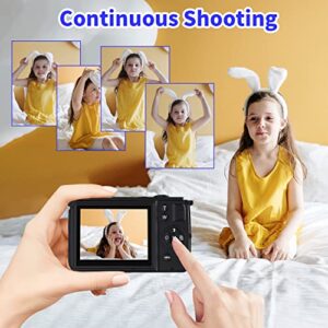 Digital Camera with SD Memory Card, 24MP 1080P Photography Camera for Kids Teens Birthday, 16X Zoom Small Portable Vlogging Camera for Boy Girl Video