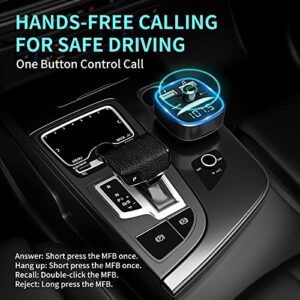 Bluetooth FM Transmitter for Car, RIIKUNTEK FM Transmitter Wireless Radio Adapter Car Kit with Dual USB Car Charger, Hands Free Calling, Blue Light, Support TF Card, USB Disk Black