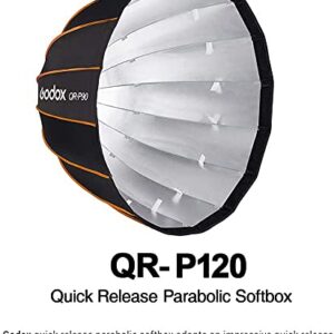 Godox QR-P120 47 Inch Parabolic Softbox Bowens Mount, Quick-Setup Quick-Folding, with Front & Inner Diffuser and Carrying Bag for Godox SL60W VL150 UL150 SL150II SZ150 and Other Bowen Mount Lights…