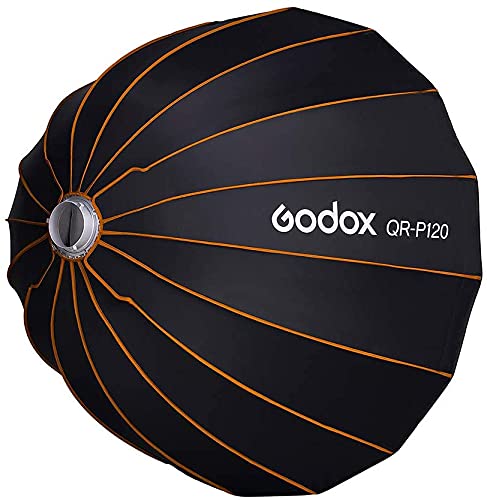 Godox QR-P120 47 Inch Parabolic Softbox Bowens Mount, Quick-Setup Quick-Folding, with Front & Inner Diffuser and Carrying Bag for Godox SL60W VL150 UL150 SL150II SZ150 and Other Bowen Mount Lights…
