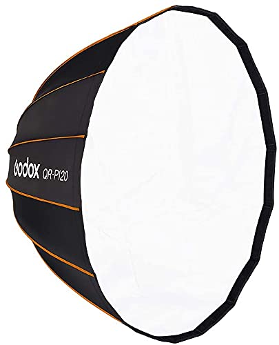 Godox QR-P120 47 Inch Parabolic Softbox Bowens Mount, Quick-Setup Quick-Folding, with Front & Inner Diffuser and Carrying Bag for Godox SL60W VL150 UL150 SL150II SZ150 and Other Bowen Mount Lights…