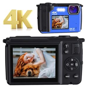 1080p 24mp vlogging camera,digital camera with 2.8” selfie dual screens,video camera with 16x digital zoom(blue)